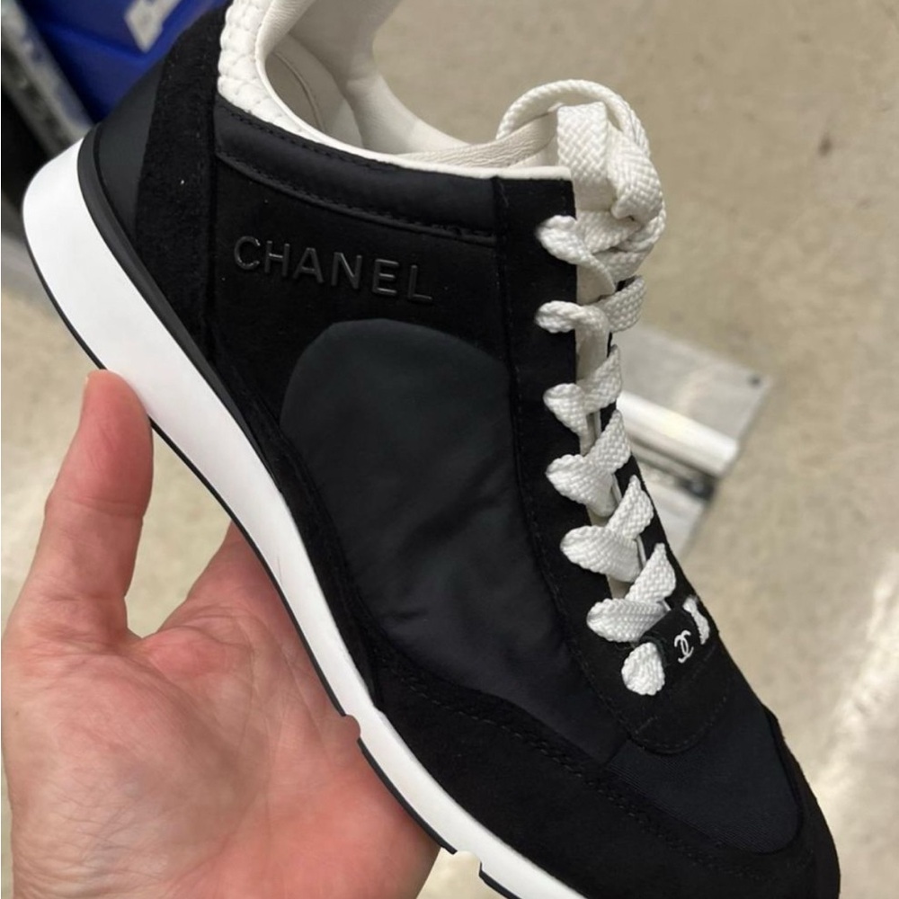 CHANEL Black and White Womens Sneakers